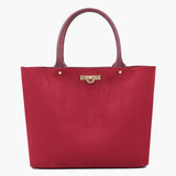 Buy Suede Zipper Tote Bag - Burgundy in Pakistan
