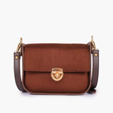 Buy Suede Saddle Bag With Twist Lock - Dark Brown in Pakistan
