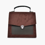 Buy Suede Push Lock Messenger Bag - Dark Brown in Pakistan