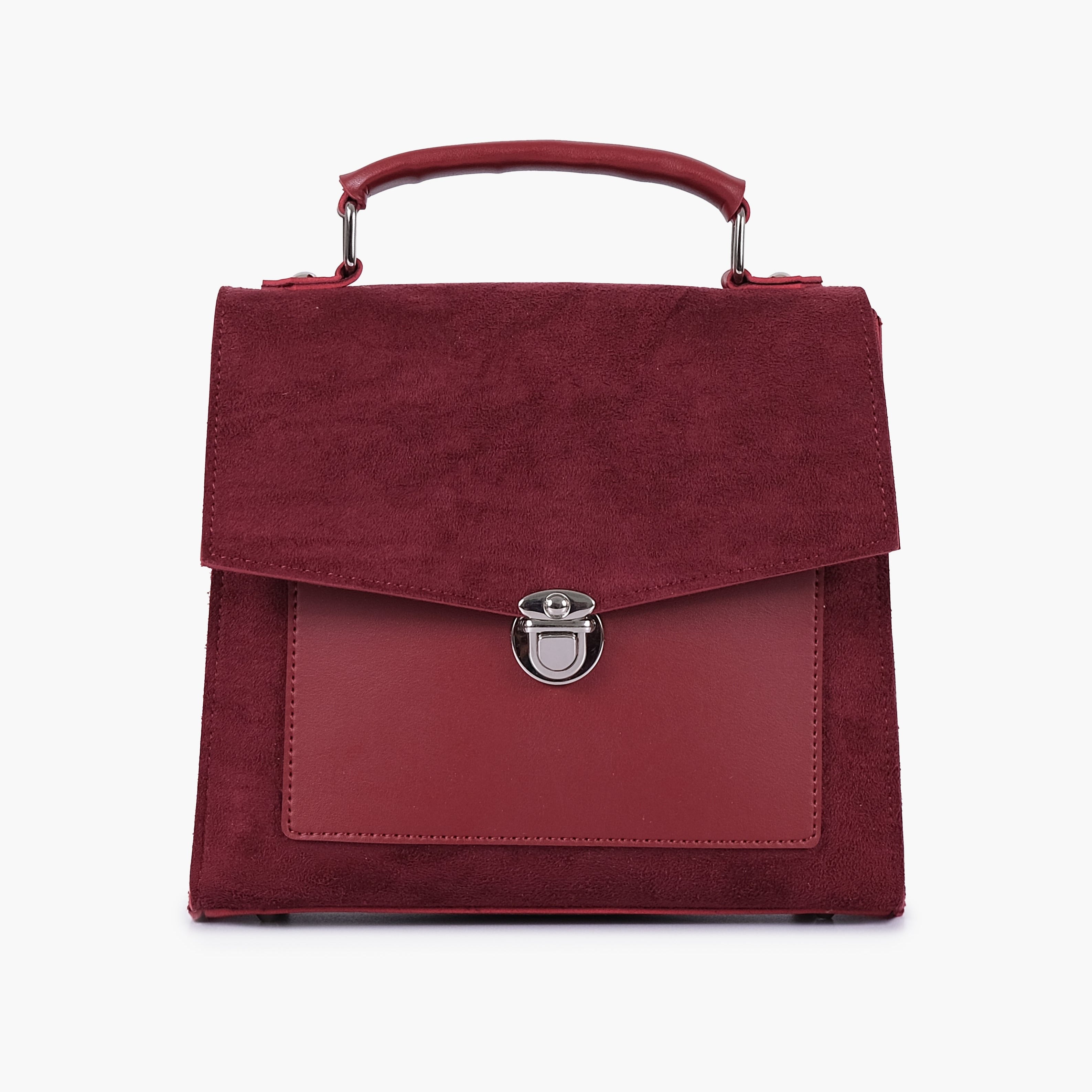 Buy Suede Push Lock Messenger Bag - Maroon in Pakistan