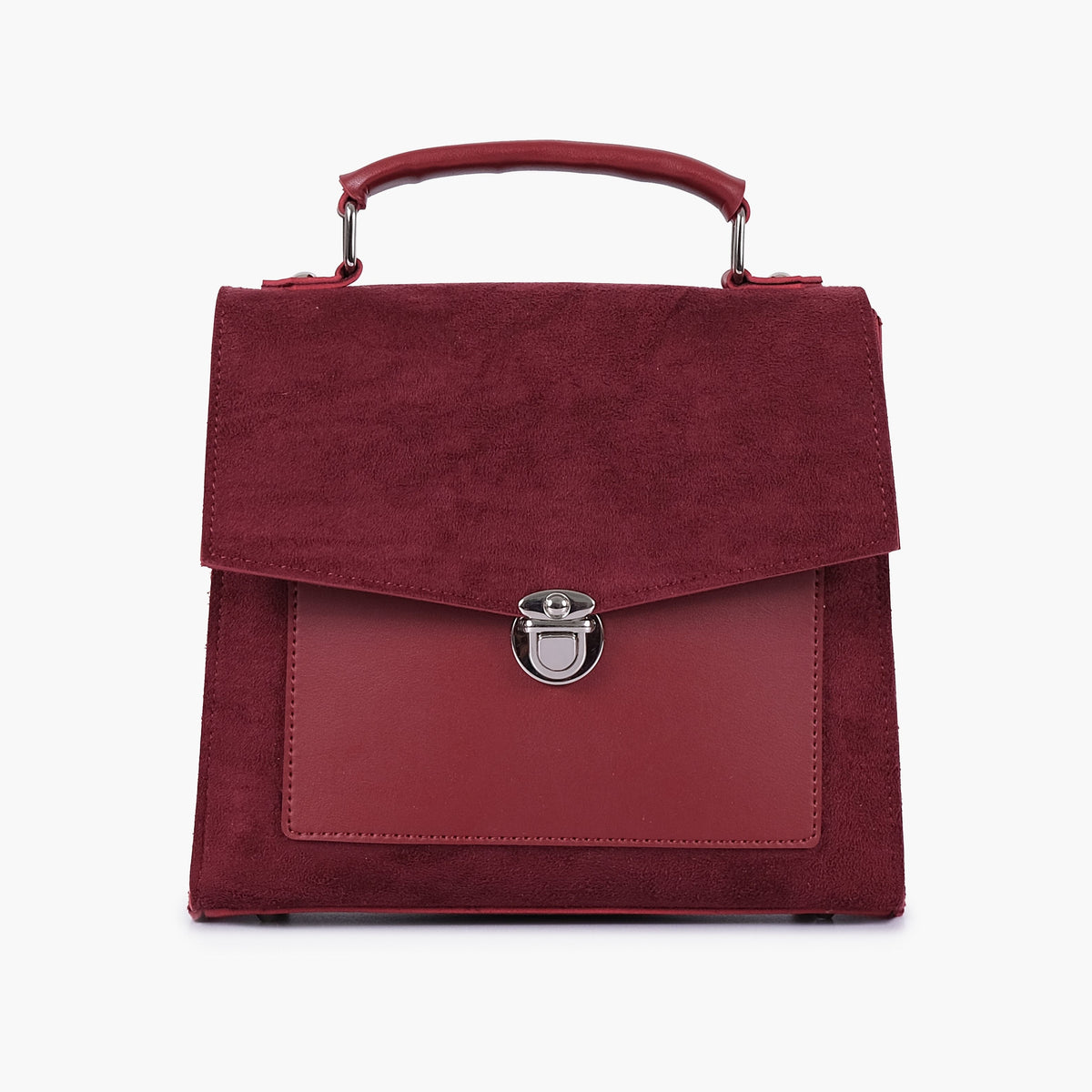 Buy Suede Push Lock Messenger Bag - Maroon in Pakistan