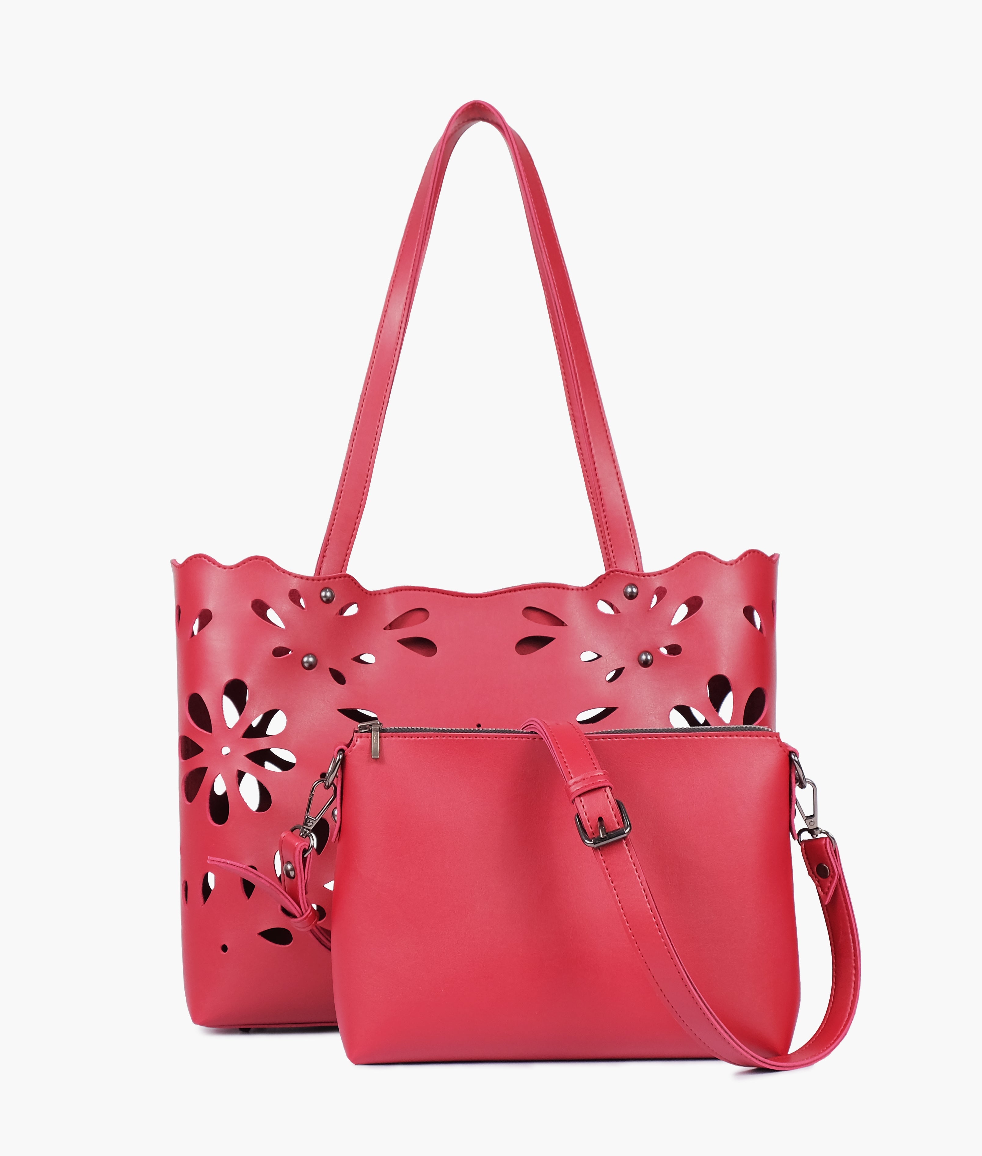 Buy Two Piece Floral Tote - Maroon in Pakistan