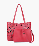 Buy Two Piece Floral Tote - Maroon in Pakistan