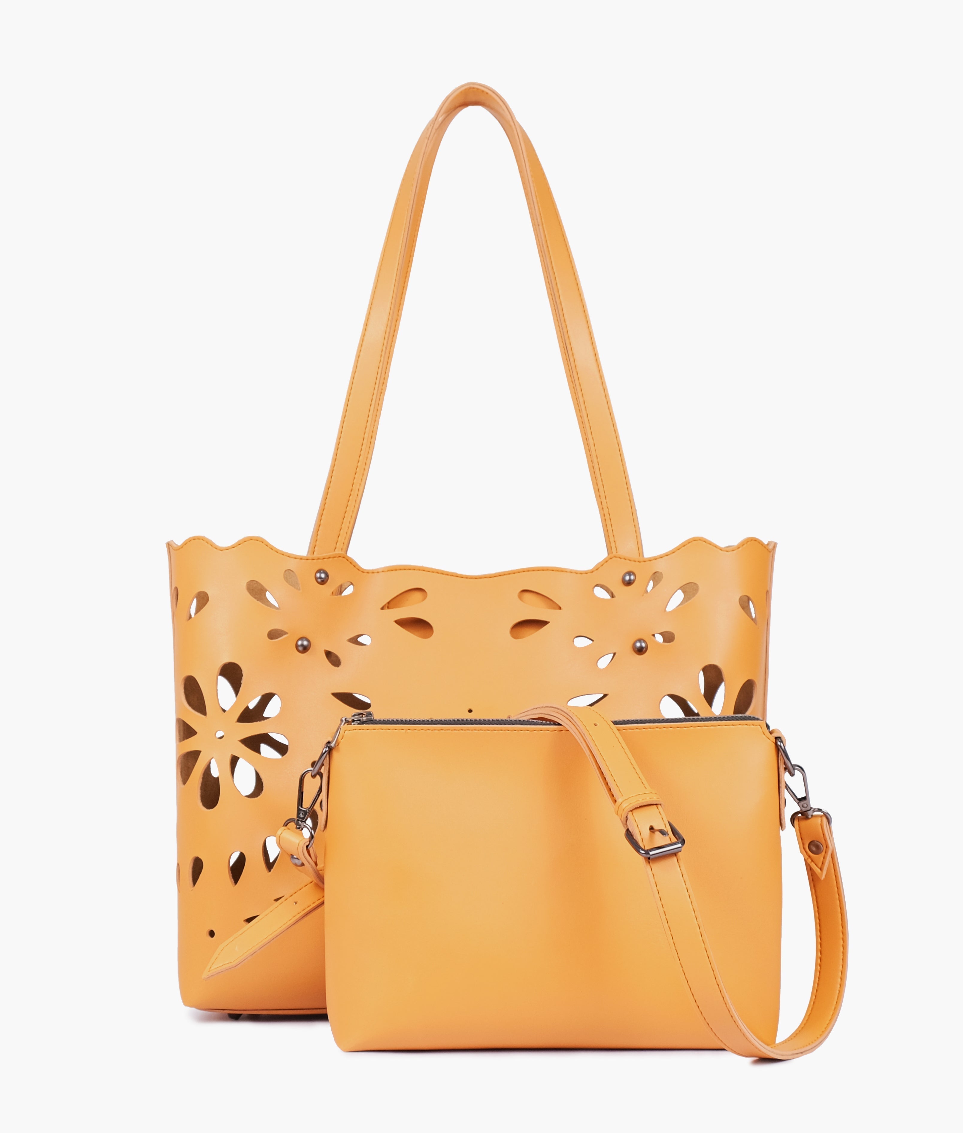 Buy Two Piece Floral Tote - Mustard in Pakistan