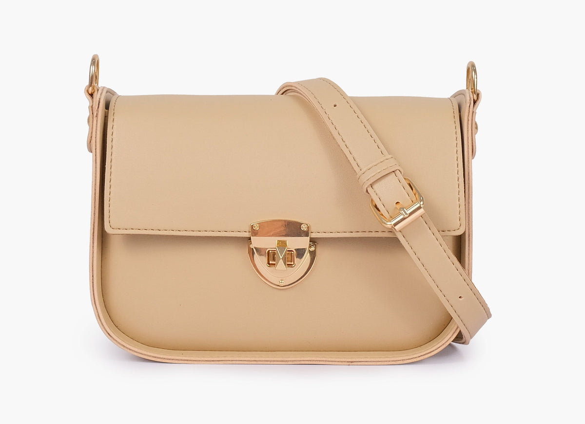 Buy Saddle Bag With Twist Lock - Off White in Pakistan