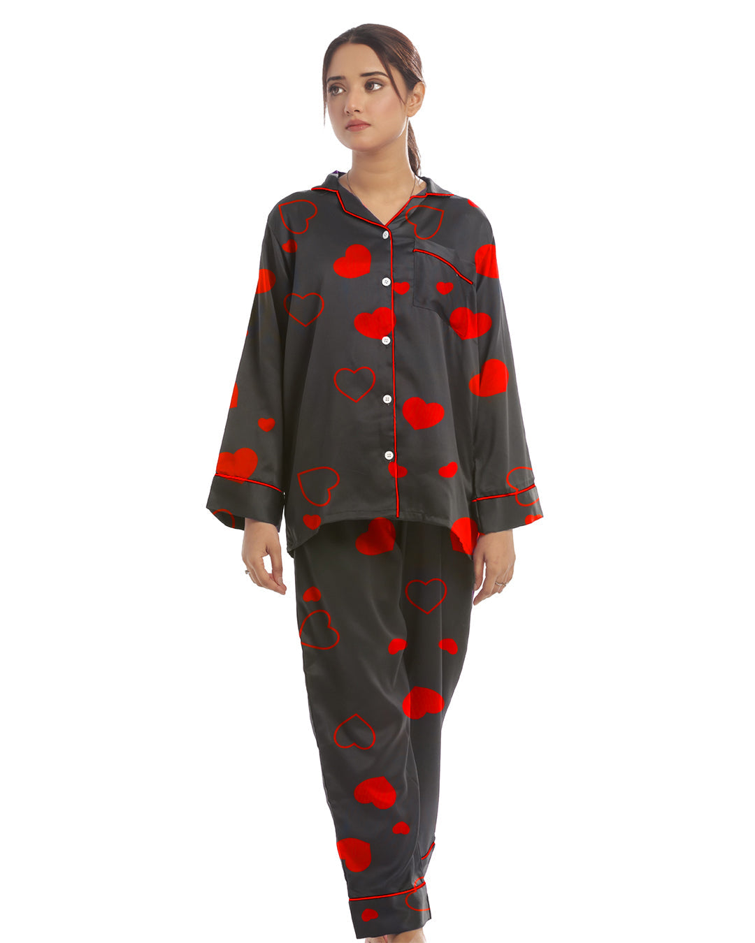 Buy Linen Pajama Suit with Scrunchie - Royal Dusk in Pakistan