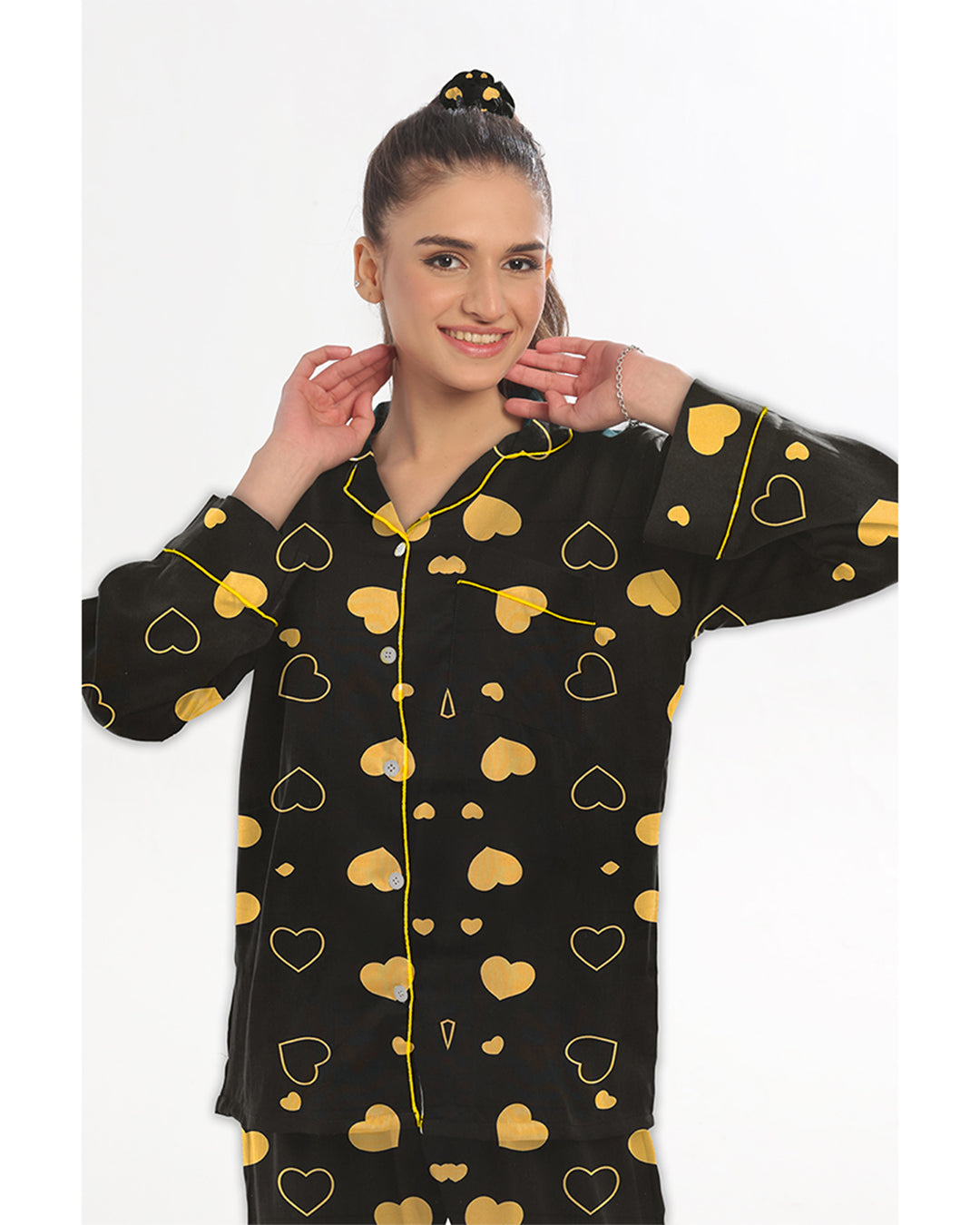 Buy Linen Pajama Suit with Scrunchie - Royal Dusk in Pakistan